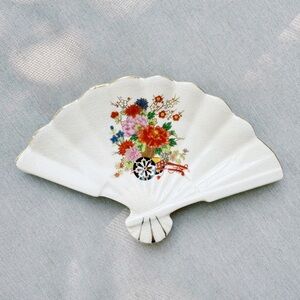 ✨Vintage Japan Porcelain Floral Fan Trinket Dish